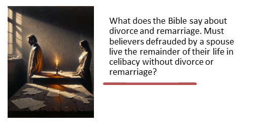What does the Bible say about divorce and remarriage. Must believers defrauded by a spouse live the remainder of their life in celibacy without divorce or remarriage?