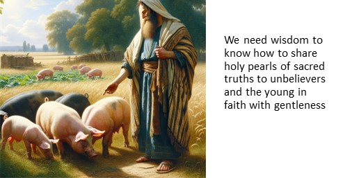 We need wisdom to know how to share holy pearls of sacred truths to unbelievers and the young in faith with gentleness