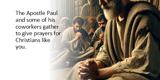 The Apostle Paul and some of his coworkers gather to give prayers for Christians like you.