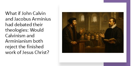 What if John Calvin and Jacobus Arminius had debated their theologies: Would Calvinism and Arminianism both reject the finished work of Jesus Christ?