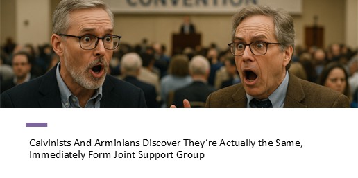 Calvinists And Arminians Discover They’re Actually the Same, Immediately Form Joint Support Group