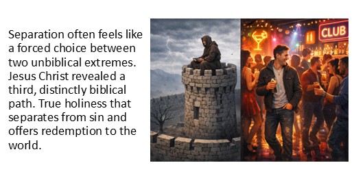 Separation often feels like a forced choice between two unbiblical extremes. Jesus Christ revealed a third, distinctly biblical path. True holiness that separates from sin and offers redemption to the world.