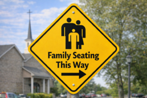 Family Seating This Way Parking Lot Sign