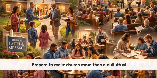 How to make church more than a dull ritual. When we prioritize, serve, contribute, change, act, and fellowship intentionally, we honor Christ