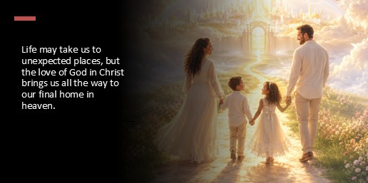 Life may take us to unexpected places, but the love of God in Christ brings us all the way to our final home in heaven.