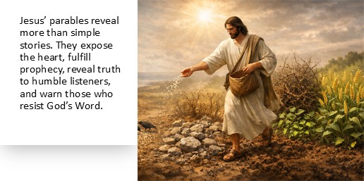Jesus’ parables reveal more than simple stories. They expose the heart, fulfill prophecy, reveal truth to humble listeners, and warn those who resist God’s Word.