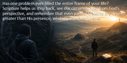Has one problem ever filled the entire frame of your life? Scripture helps us step back, see our circumstances from God’s perspective, and remember that even painful troubles are never greater than His presence, wisdom, and faithful care.