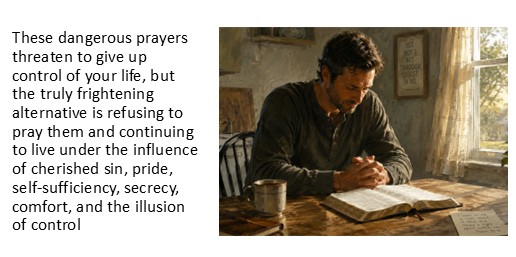 These dangerous prayers threaten to give up control of your life, but the truly frightening alternative is refusing to pray them and continuing to live under the influence of cherished sin, pride, self-sufficiency, secrecy, comfort, and the illusion of control